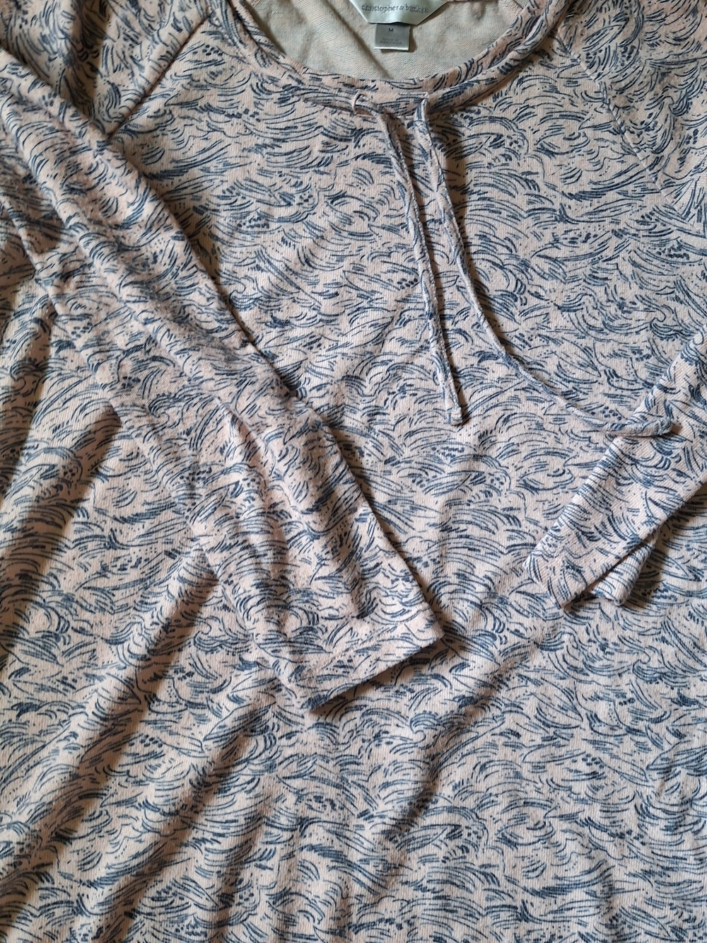 Christopher & Banks Pink and Navy Patterned Crewneck Sweater